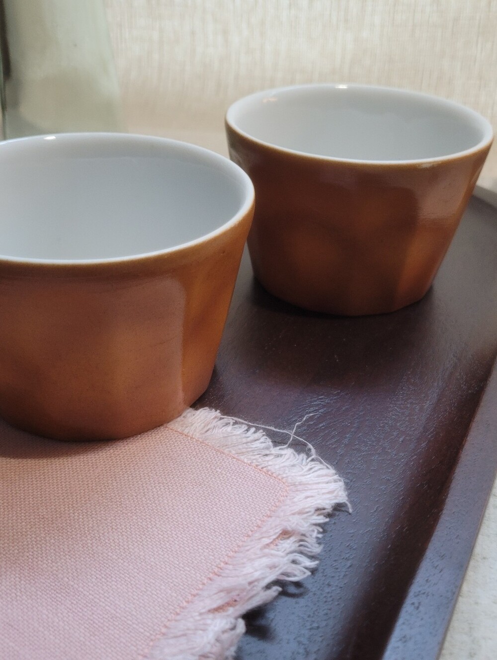 These cups are vintage Fraunfelter China No. 800 Krust Kookin Ramekins